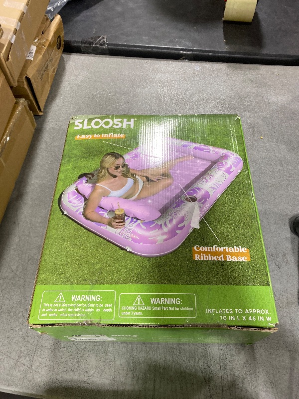 Photo 1 of SLOOSH Inflatable Tanning Pool Lounger Float,70" x 46" Pool Floats Adult with Pillow,4 in 1 Suntan Tub Raft Floatie,Sunbathing Bed Lounge for Water Blow Up Kids Ball Pit Party Gifts,L-Blushing Pink