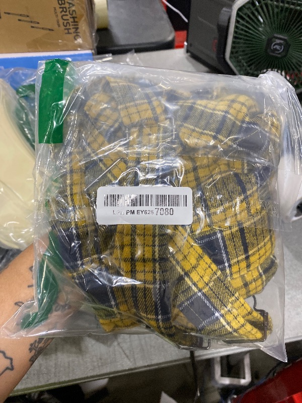 Photo 1 of Allegra K Women's Plaid Overall Dress Vintage Checkered Suspender Skirt Short Pinafore Dress Large Yellow