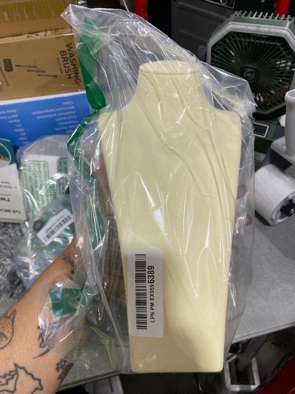 Photo 1 of GemeShou Beige necklace storage organizer for sale, Velvet necklace holder stand, jewelry bust display stands, Jewelry Mannequin for Countertop, Showcase?Beige-Medium height 10.43 inch?