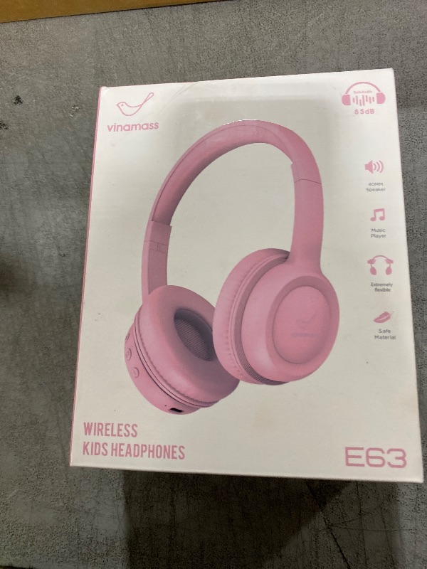 Photo 1 of Kids Bluetooth Headphones,Kids Headphones Wireless with 85dB Volume Limiter, 30H Playtime, Adjustable Headband,Over-Ear Headphone for Kid School Online Class Travel(Pink)