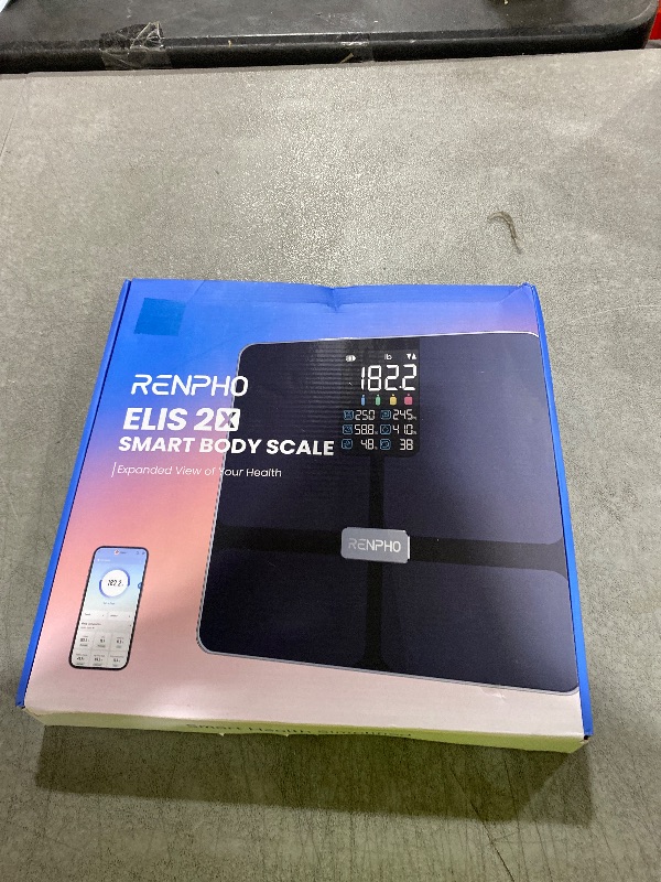 Photo 1 of RENPHO Scale for Body Weight, Smart Scale with BMI, Body Fat, Muscle Mass, Bluetooth, 13 Metrics with Large VA Display, Support App Connection, Black, Elis 2X