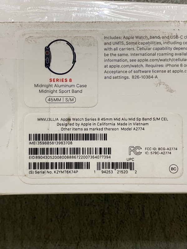 Photo 1 of Apple Watch Series 8 (GPS + Cellular, 45mm) - Midnight Aluminum Case with M/L Midnight Sport Band (Renewed Premium)