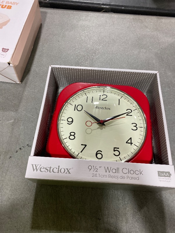 Photo 1 of Westclox Retro Wall Clock Vintage 1950s Vintage Wall Clock for Kitchen Decor with Large 9.5" Display & Quiet Ticking | 50's Mid Century Retro Clock for Kitchen or Living Room | Red/Square