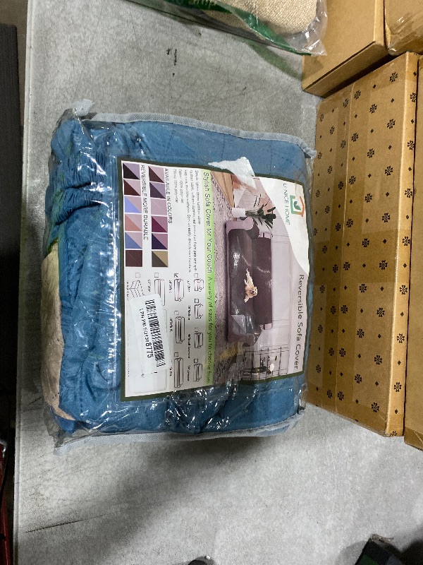 Photo 1 of U-NICE HOME Reversible Sofa Cover Couch Cover for Dogs with Elastic Straps Water Resistant Furniture Protector for Pets Couch Cover for 3 Cushion Couch (Sofa, Blue/Beige)