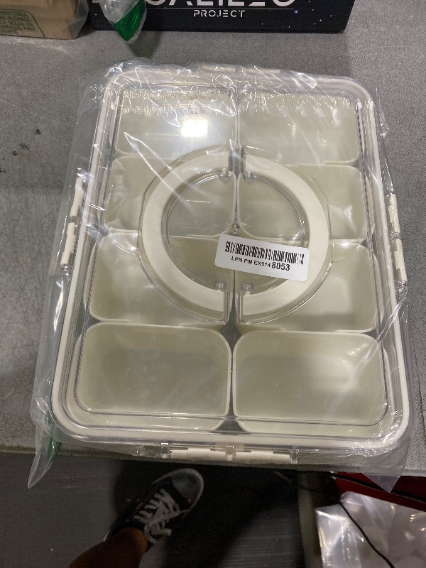 Photo 1 of Baladoria Snackle Box Container,Divided Serving Tray with Lid and Handle,8 Compartment Travel Snack Box for Candy Fruits Nuts Veggie for Travel Party Picnic?1 Pack?