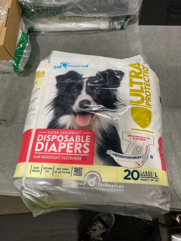 Photo 1 of Paw Inspired 20ct Disposable Dog Diapers | Female Dog Diapers Ultra Protection | Diapers for Dogs in Heat, Excitable Urination, or Incontinence (Large)