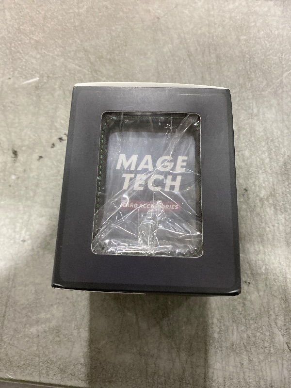 Photo 1 of Mage Tech Card Deck Box for MTG Commander - Patented Design, Commander Display, Fits 100 Double-Sleeved Cards, 35pt Card Brick & Dice Tray - Black/Green