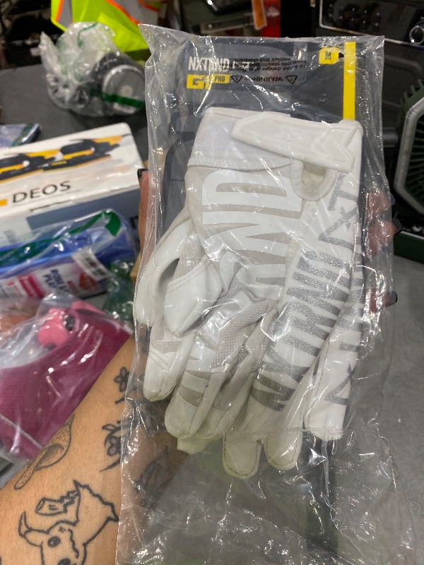 Photo 1 of Nxtrnd G1 Pro Men's Football Gloves, Adult Sticky Receiver Gloves (White, Medium)