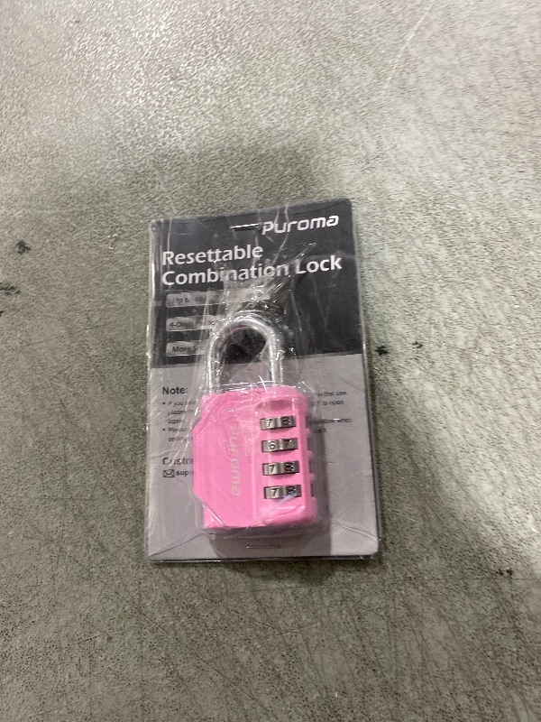 Photo 1 of Puroma 1 Pack Combination Lock for Locker 4 Digit Outdoor Waterproof Padlock for School, Gym, Sports, Fence, Toolbox, Gate, Case, Outdoor, Hasp Storage (Pink)