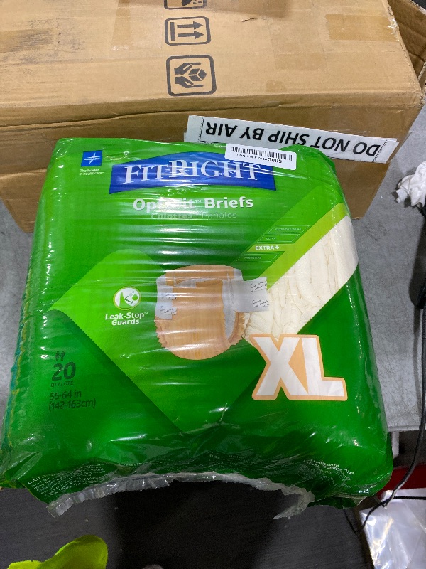 Photo 1 of FitRight Adult Diapers, Extra+ Heavy Absorbency, XL (Waist Size 56in-64in), 20 Count, OptiFit Incontinence Briefs for Men and Women, Disposable, Moisture-Wicking, Leak Protection,