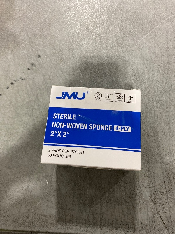 Photo 1 of JMU Sterile Gauze Pads 2x2 Non-Woven, Highly Absorbent Sterile Gauze Sponges, 50 Packs, 100 Pcs Total