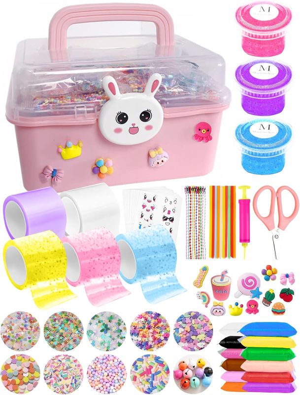 Photo 1 of Nano Tape Bubble Kit for Kids with Bunny Box,Nanotape Squishy Maker Making Kit Nano Tape Bubbles with DIY Clay and Slime Accessories
