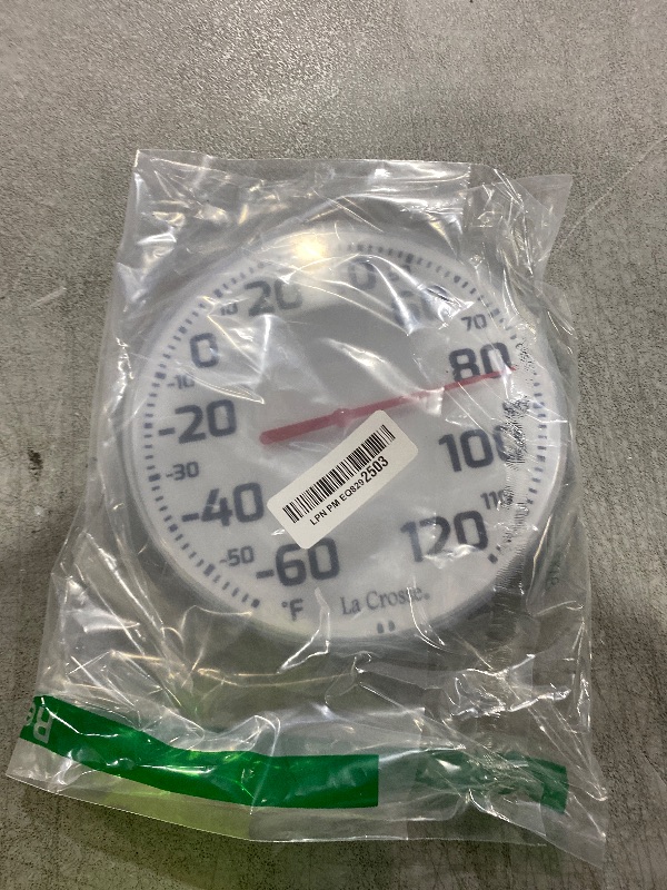 Photo 1 of La Crosse 104-1522 8" Round Analog Dial Thermometer, White