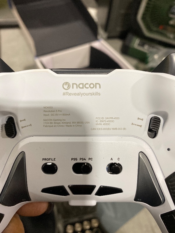 Photo 1 of NACON Revolution 5 Pro Officially Licensed PlayStation Wireless Gaming Controller for PS5 / PS4 / PC - Hall Effect, Trigger Stops, Mappable Buttons, Bluetooth Audio - White