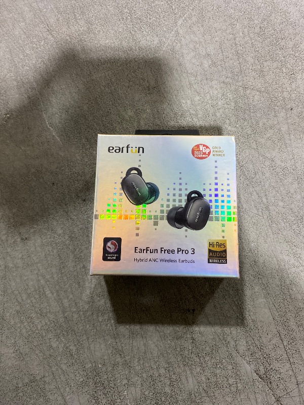 Photo 1 of EarFun Free Pro 3 Noise Cancelling Wireless Earbuds, Hi-Res Sound, Snapdragon Sound with Qualcomm aptX™ Adaptive, 6 Mics ENC, Bluetooth 5.3 Earbuds, Multipoint Connection, Custom App, Wireless Charge