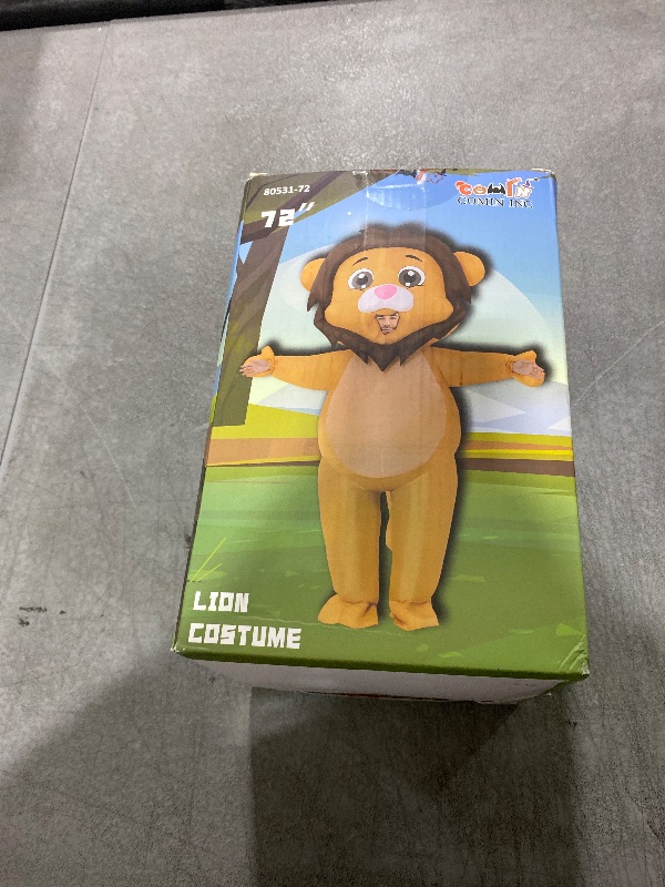 Photo 1 of COMIN Inflatable Lion Costume for Adults Blow Up Costume LionInflatable Costume Full Body for Halloween Party 72"