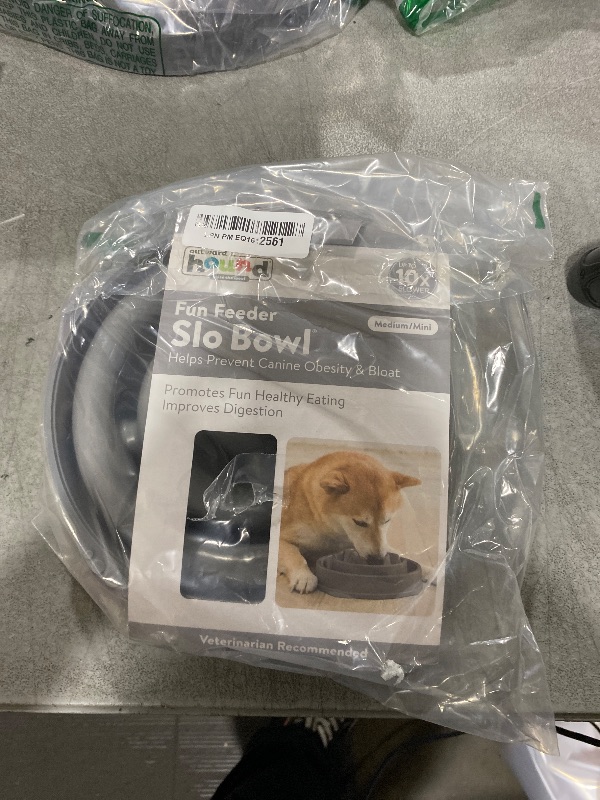 Photo 1 of Outward Hound Medium Slow Feeder Bowl, Puzzle Maze for Fast Eaters, Small to Medium Dogs, Helps Prevent Bloat & Aid Digestion, Holds 2 Cups Wet or Dry Food, Non-Slip, Made Without BPA, Gray