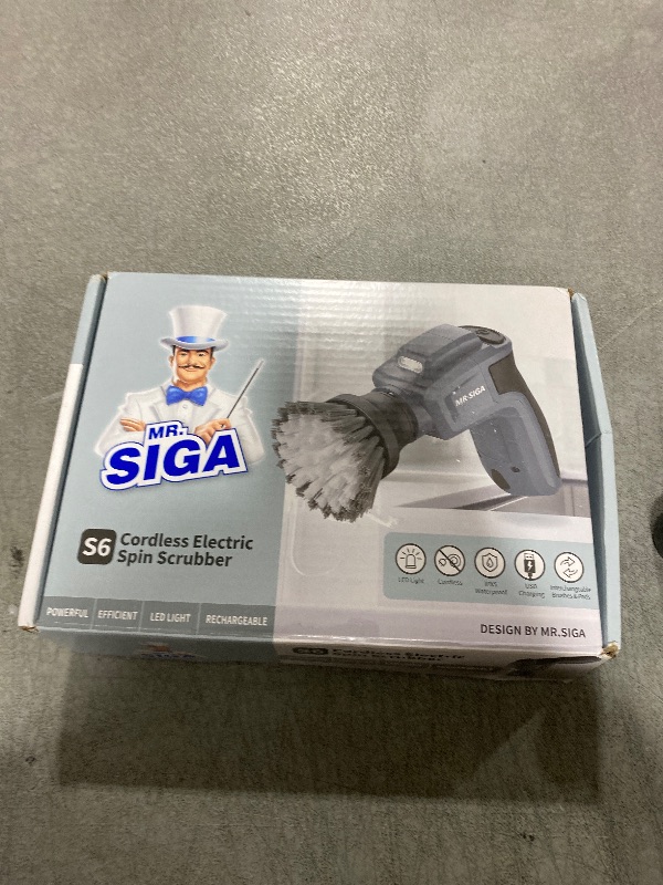 Photo 1 of MR.SIGA Electric Spin Scrubber for Kitchen and Bathroom Cleaning, Waterproof Rechargeable Cordless Spin Scrubber with 5 Replaceable Cleaning Brushes and Pads