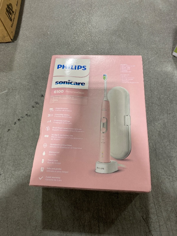 Photo 1 of Philips Sonicare ProtectiveClean 6100 Rechargeable Electric Toothbrush, with Pressure Sensor, 3 Cleaning Modes, SmarTimer and QuadPacer, 14-Day Battery Life, Travel Case, Pink, Model HX6876/21