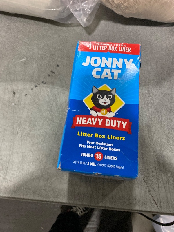 Photo 1 of Jonny Cat Litter Box Liners: Heavy Duty - Tear & Leak Resistant - Drawstring Close - Jumbo, 15 Count