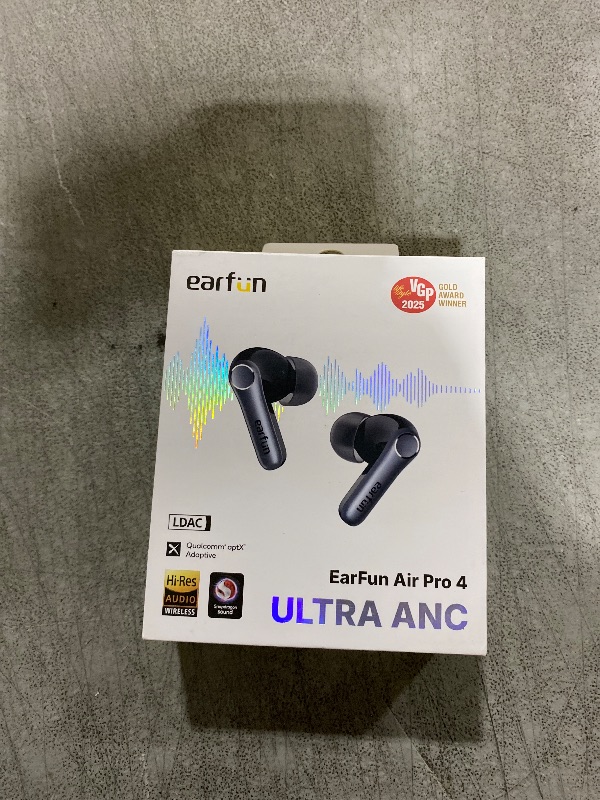 Photo 1 of EarFun Air Pro 4 Adaptive Hybrid Noise Canceling Wireless Earbuds, Qualcomm Snapdragon Sound, aptX™ Lossless, 6 Mics AI CVC 8.0 Call, LDAC Hi-Res Audio, 52H Playtime, Bluetooth 5.4, in-Ear Detection