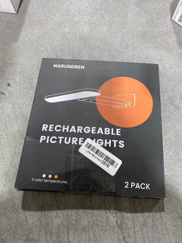 Photo 1 of NARUNDREN 2 Pack Picture Lights for Wall, Rechargeable LED Picture Light Battery Operated with Remote, Dimmable Poster Light for Paintings, Portraits, Art Frames, Display Lighting for Wall Decor,Black