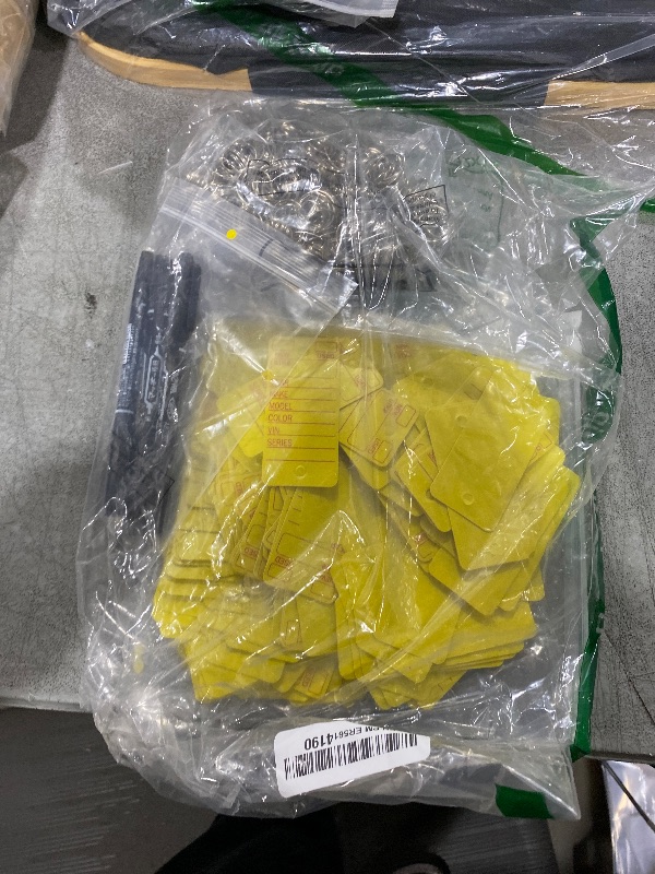 Photo 1 of Gersoniel 500 Pcs Key Tags with Labels Car Dealership Key Tags with Rings Blank Shop Labels and 4 Pens for Office Car Shop Automotive Supplies(Yellow)