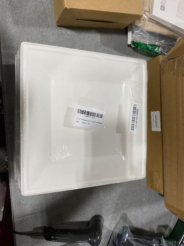 Photo 1 of Qi Boo Square Paper Plates 10 Inch [100-Pack] Compostable Eco Friendly Disposable Plates Heavy Duty, Biodegradable Recycled Bagasse Plates, Large Paper Dinner Plates, Sturdy White 10" Plate