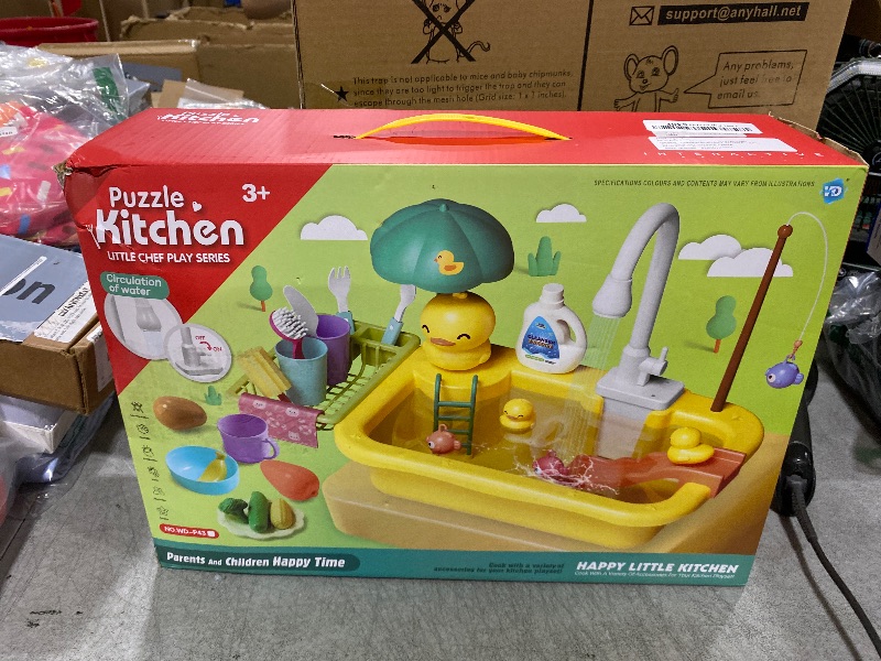 Photo 1 of Play Sink with Running Water, Kitchen Play Sink Toy with Electric Faucet, Play Kitchen Accessories, Floating Pool Toys & Fishing Game, Kids Pretend Play-Dishwasher Play Set for Boys Girls Toddlers