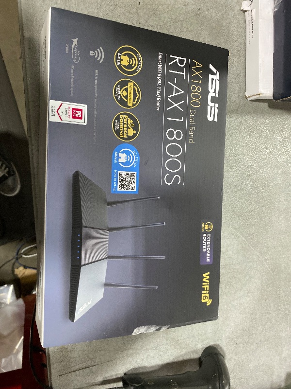 Photo 1 of ASUS RT-AX1800S Dual Band WiFi 6 Extendable Router, Subscription-Free Network Security, Parental Control, Built-in VPN, AiMesh Compatible, Gaming & Streaming, Smart Home