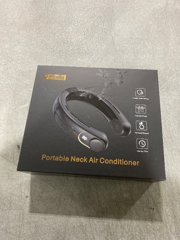 Photo 1 of AMACOOL Portable Air Conditioner Portable Neck Fan, 3-Speed Hands Free, 5000mAh Rechargeable Battery Bladeless USB Fan, Long Lasting with LED Screen Cooling for Gift Working Travel Indoors & Outdoors