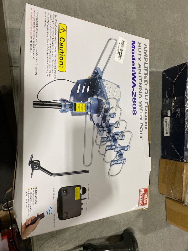 Photo 1 of PBD WA-2608 Amplified Outdoor TV Antenna – Long Range with UHF/VHF, 360° Motorized Rotation, Remote Control, Mounting Pole, and 40FT RG6 Cable – Supports 4K, 1080P, Smart and Older TVs (2 Outputs)