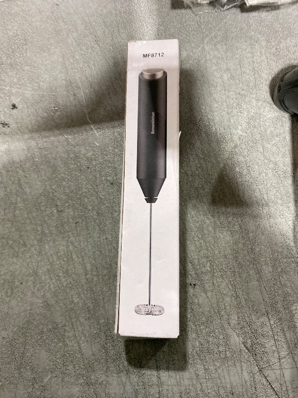 Photo 1 of Bonsenkitchen Powerful Milk Frother for Coffee, Fast Handheld Drink Mixer with Stainless Steel Whisk, Battery Operated Hand Frother Stirrer Wand-Black
