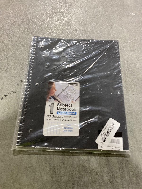 Photo 1 of Dunwell Graph Paper Notebook 8.5 x 11, Plastic Cover, 80 Sheets, 4x4 Ruled, 1 Subject Spiral 1/4 Inch Grid Graphing Notebook, Divider with Pockets, Perforated Pages, 3-Hole Punched