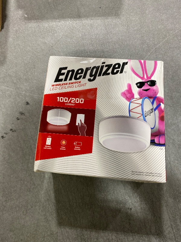 Photo 1 of Energizer LED Ceiling Light Fixture, Battery Operated, Wireless Wall Switch Remote, 200 Lumens, Ceiling Light No Electricity, Perfect for Closets, Laundry Room, Garage, and More, 47485-T2