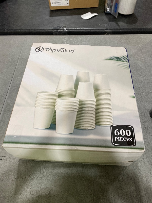 Photo 1 of TV TOPVALUE 600 Count 4 oz Paper Cups, Disposable Bathroom Mouthwash White Espresso Cups for Home, School and Office