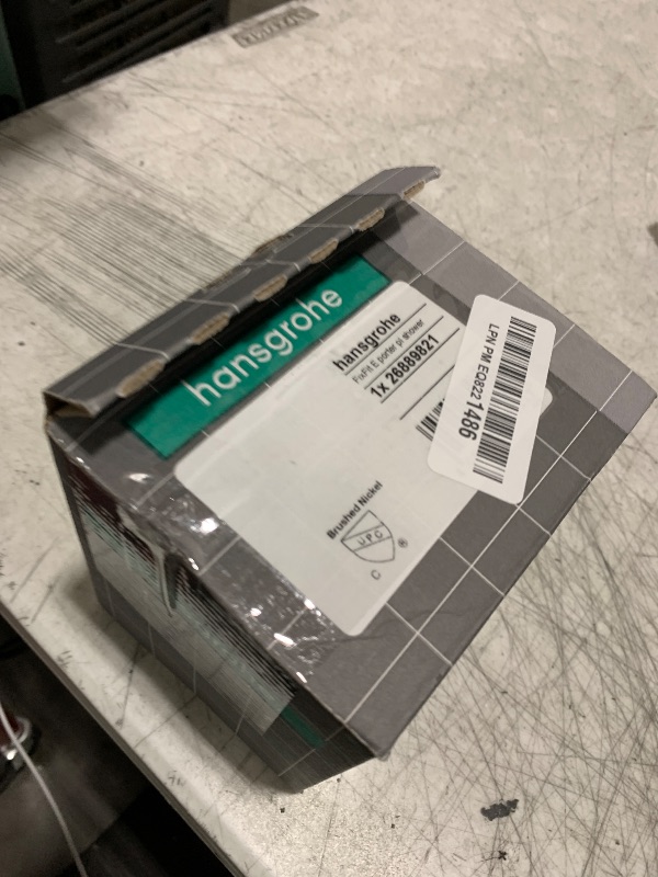 Photo 1 of hansgrohe FixFit E Handheld Shower Wall Outlet 1/2-inch Thread Connection in Brushed Nickel, 26889821