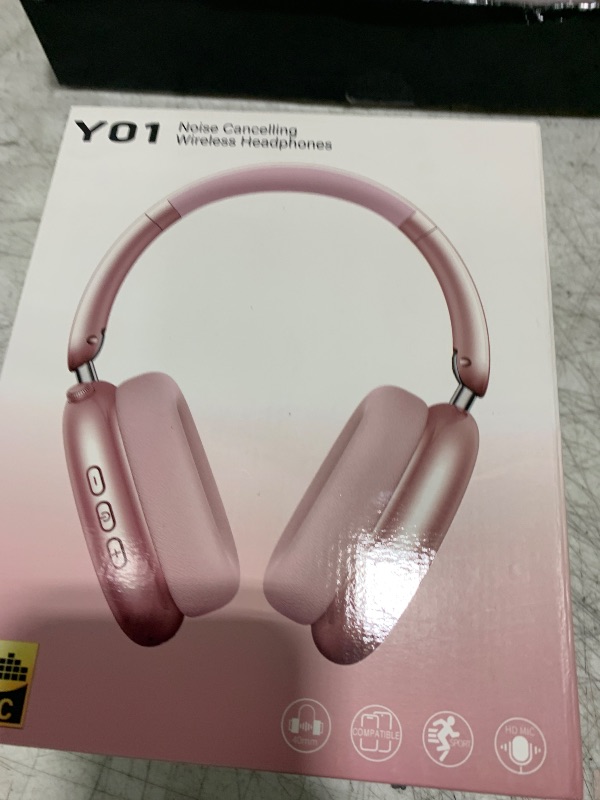 Photo 1 of Wentronic Y01 Wireless Over Ear Headphones, Noise Canceling Bluetooth 5.3 Headphones with Microphones,Hi-Res Audio,48H Playtime,Foldable,Breathable Soft Earpads for iOS/Android/Samsung/PC-Pink