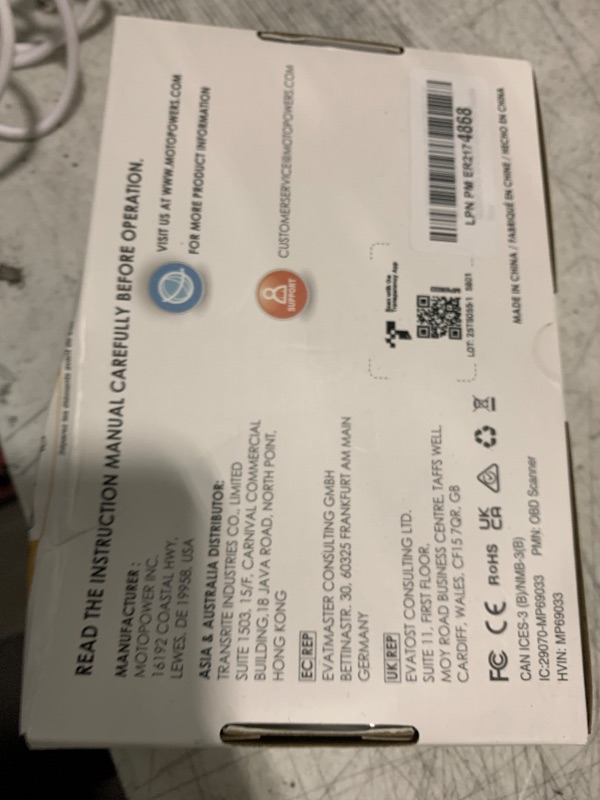 Photo 1 of MOTOPOWER MP69033 Car OBD2 Scanner Code Reader Engine Fault Scanner CAN Diagnostic Scan Tool for All OBD II Protocol Cars Since 1996, Yellow