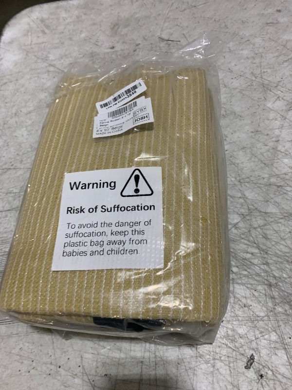 Photo 1 of Royal Shade 4' x 10' Beige Fence Privacy Screen Windscreen Cover Netting Mesh Fabric Cloth - Cable Zip Ties Included (We Make Custom Size)