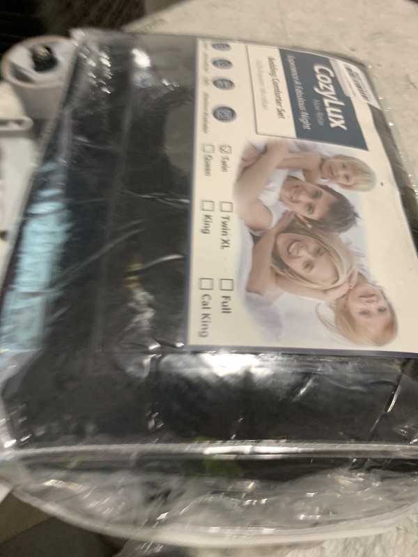 Photo 1 of CozyLux Twin Comforter Set with Sheets Black, 5 Pieces Bed in a Bag, Black Comforter Twin Size, All Season Bedding Set with Stitch Quilted Comforter, Flat Sheet, Fitted Sheet, Pillowcases