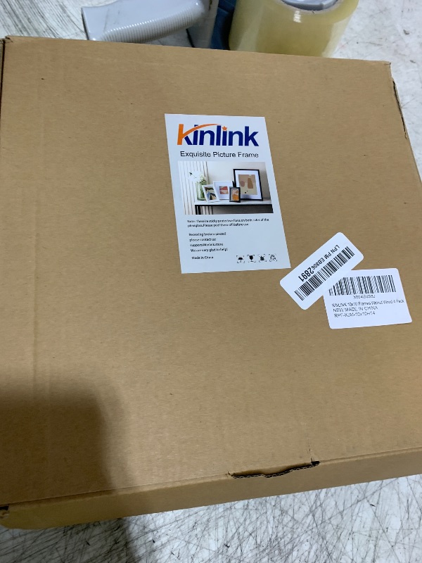 Photo 1 of KINLINK 10x10 Picture Frame, Brown Square Solid Wood Frames for Pictures 6x6 with Mat or 10x10 without Mat, Wall and Tabletop Display Photo Frames Brown Wood 4 Pack