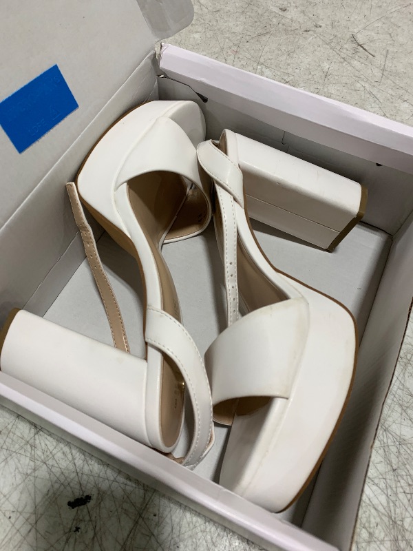 Photo 1 of DREAM PAIRS Platform High Heels for Women Chunky Round Open Toe Ankle Strap Stylish Heeled Sandals for Party Prom Wedding,Size 9,White-Pu,SDHS2423W