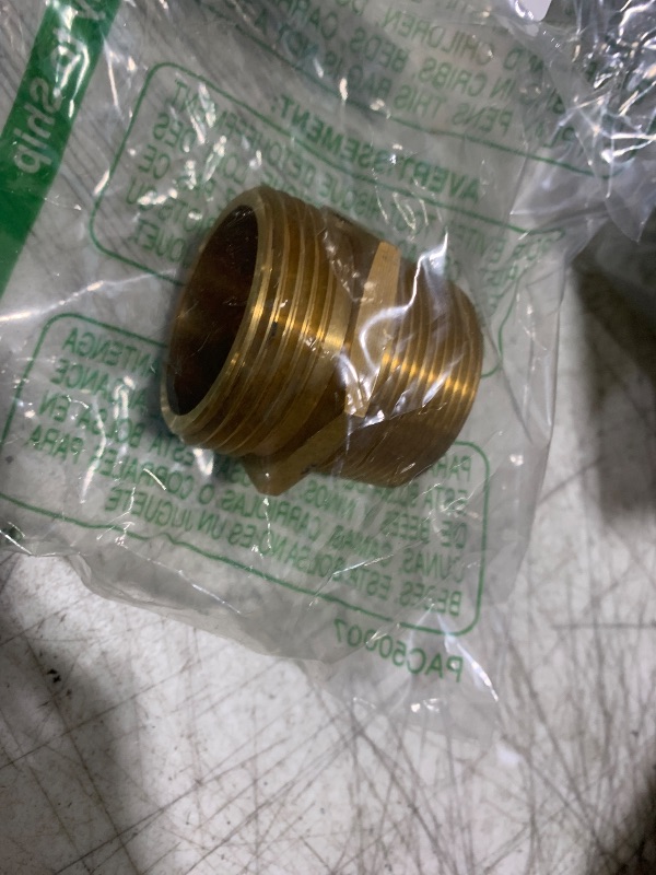 Photo 1 of QWORK Brass Hexagonal Nipple Fitting, 1-1/2" NPT Male x 1-1/2" NST (NH) Male, Fire Equipment Hexagonal Nipple Fire Hose Adapter