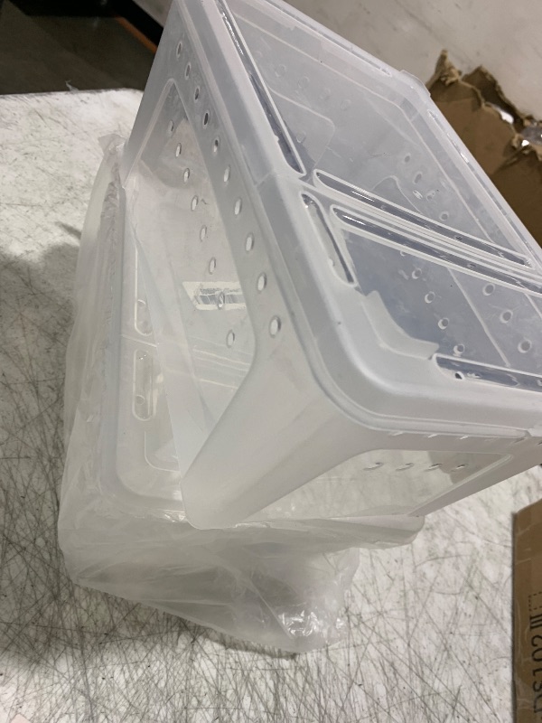 Photo 1 of Hamiledyi 2PCS Reptile Feeding Box Snake Breeding Box Transparent Animal Habitat Cage Portable Plastic Turtle Transport Container for Bearded Dragon Lizard Spider Frog Scorpion Gecko 12.6 x 8.6 x 5.9