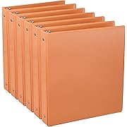 Photo 1 of 6-Pack 1-Inch Round Ring Binder, Standard 3 Ring Binder Fit Letter Size Paper, Presentation View Binders, Orange
