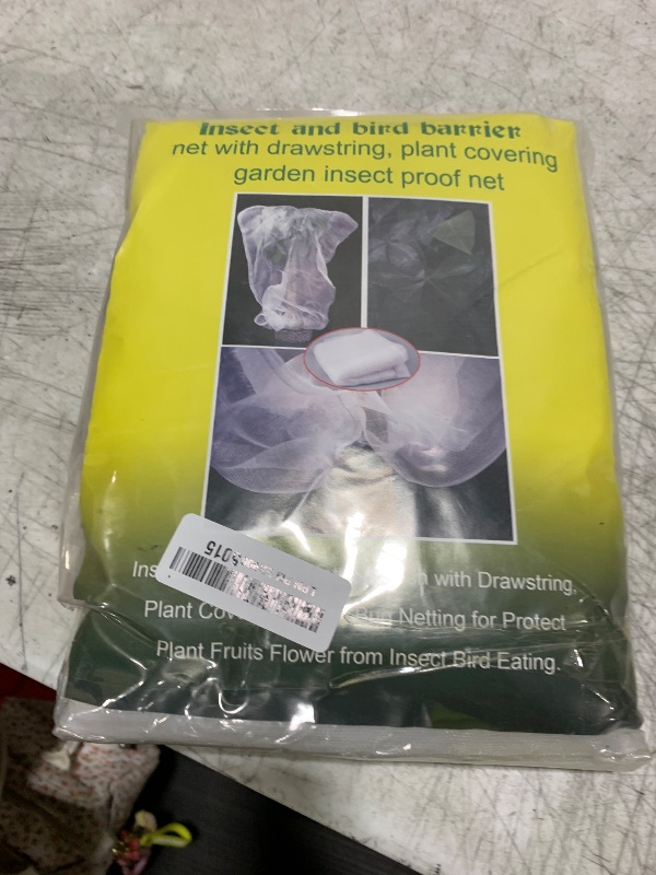 Photo 1 of 4 Pack Garden Mesh Netting for Plants 2.6x3.3ft - 3.3x4.9ft Insect Bird Netting Pest Barrier Bag with Drawstring 2 Size Fruits Tree Blueberry Bush Netting Cover Bag Protection for Vegetables Tomato