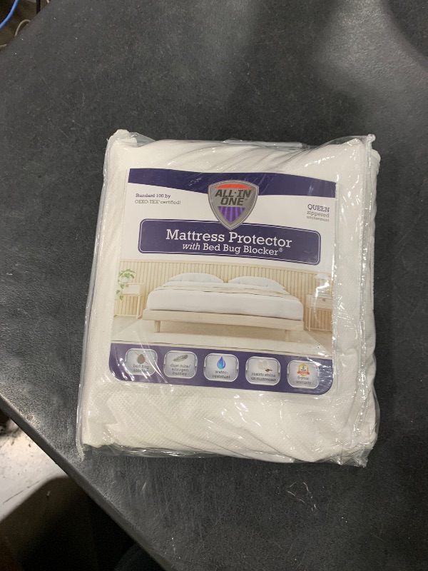 Photo 1 of All-in-One Mattress Protector, Zippered Encasement, Water & Stain Resistant, Triple Seal Protection, Queen, White