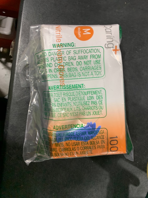Photo 1 of Caring Nitrile Exam Gloves (100ct), Powder Free and Not Made with Natural Rubber Latex, Gloves for Medical Use, Cleaning, Food Prep and More, Medium