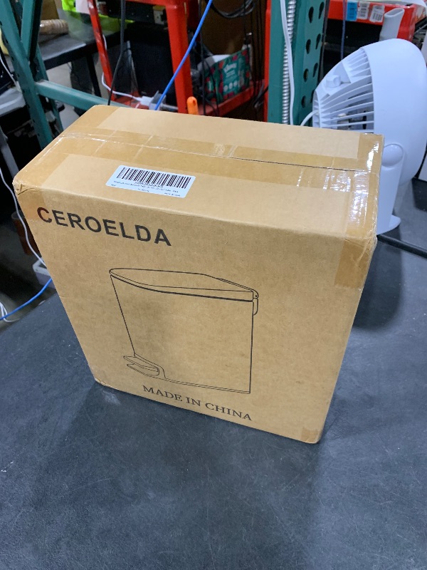 Photo 1 of CEROELDA Small Bathroom Trash Can with Lid Soft Close-5L/1.3 Gal Slim Garbage Can-Metal Step Wastebasket-Rectangle Narrow Waste Bin for Office, Bedroom, Toilet, Live Room (Embossed-Black)